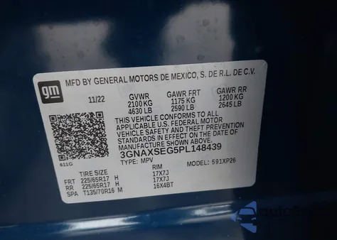 2023 Chevrolet Equinox Awd Ls from USA, damaged, VIN 3GNAXSEG5PL148439